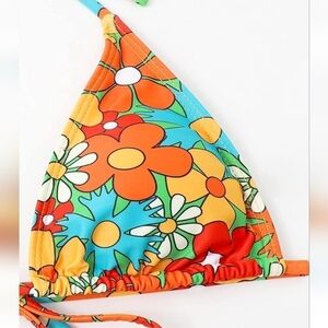Flower bikini Two Piece Beach Pool Swim Travel Vacation Beach Orange Yellow